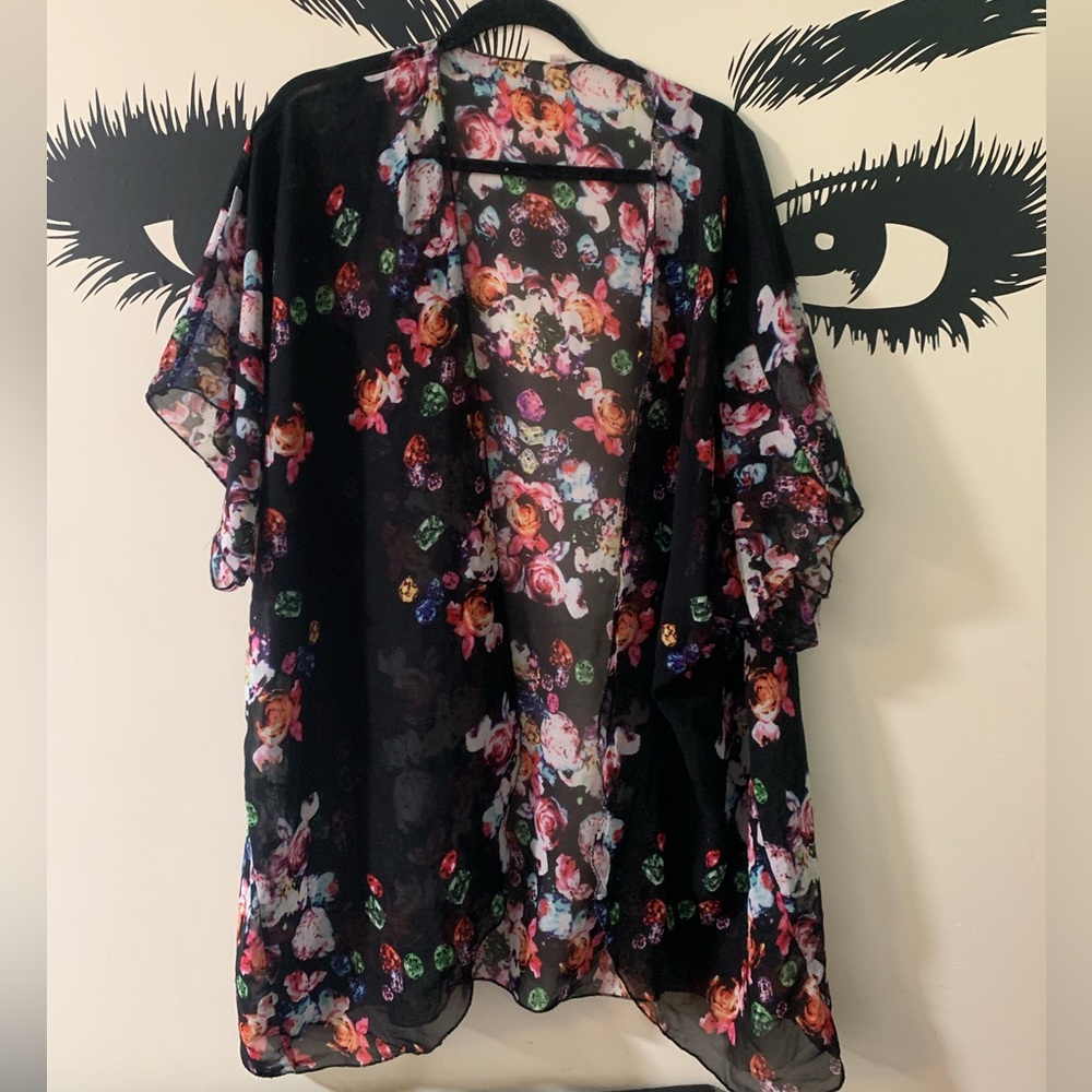 Floral Sheer Kimono Swim Coverup